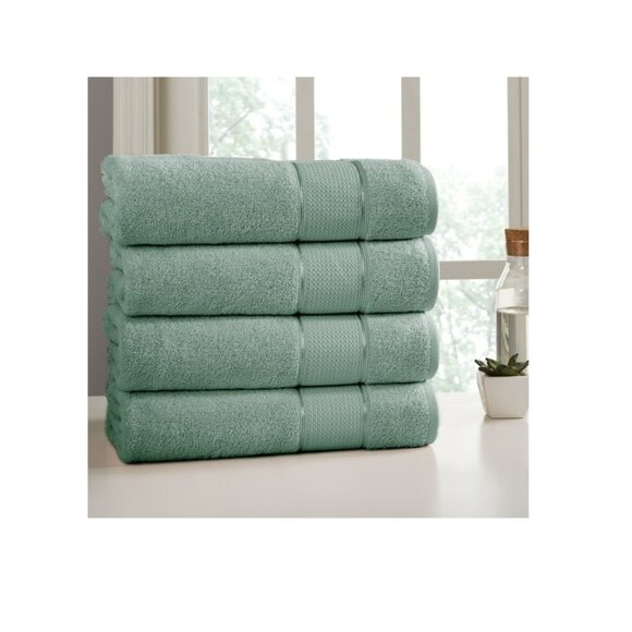 Modern Threads Spunloft Adult Bath Sheet Set 35" x 66" 100% Cotton 4 Pack Green - Picture 1 of 10